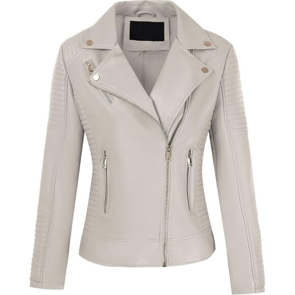 Jackets & Blazers - ⭐ Bellivera Women's Faux Leather Moto Jacket Lightweight Quilted Biker Coat